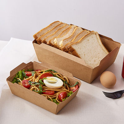 サラダ、パン屋のための明確なペットふたが付いているクラフト紙の食品包装箱
