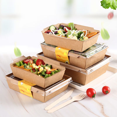 サラダ、フルーツおよび冷たい食糧のための明確なふたが付いているクラフト紙箱
